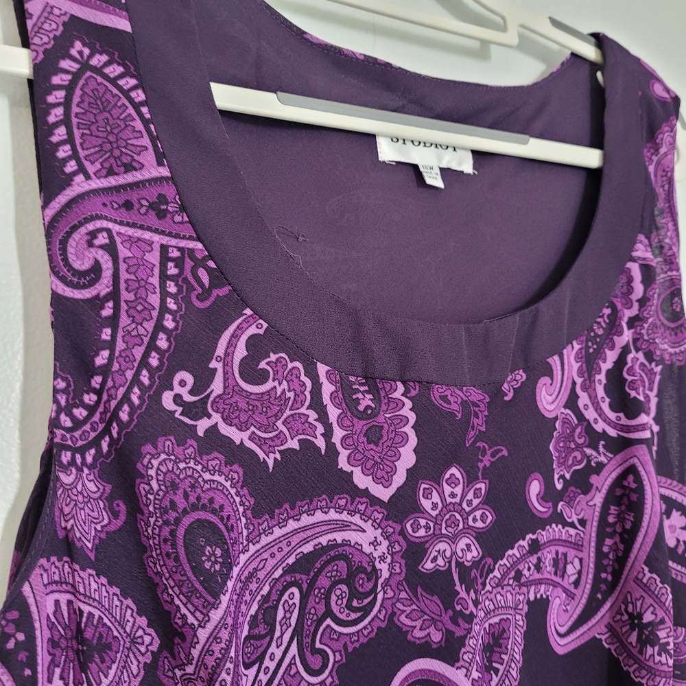 Studio I Paisley Sleeveless Maxi Dress Purple 18 Womens - Picture 4 of 11